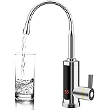 Miappen 3000W Electric Instant Heater Tap,Supply Hot and Cold Water,360°Spin Stainless Hot Water Kitchen Tap with LED Digital