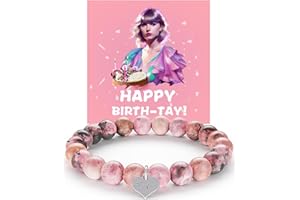 CoCoCherry Birthday Gifts for Women Girls, Pink Bracelets Music Lover Fans Gifts for Women Girls, Birthday card and Bracelets for Girl Women Sister and Her