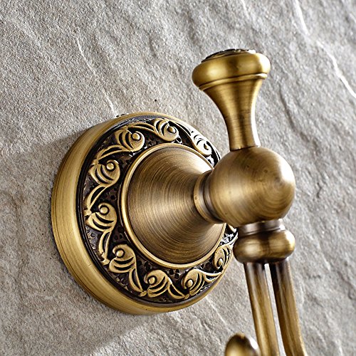 Weare Home Retro Solide Kupfer Doppelt Handtuchhaken Handtuchhalter Handtuchstangen, Minimal Klassic mit Einschnitt Bronze Beschichtung Wandmontage Haltbar Badzubehör Badaccessoires Dekor für Küche - 3