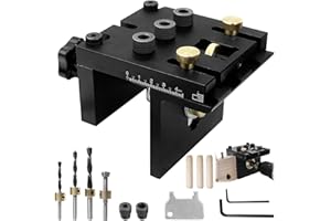 MVYSTICCHARVN 3 en 1 Gabarit de Percage Jeu, 6/8/10/15 mm Chevilles en Bois Perçage Précis, Module Détachable, Outil Auxiliaire de Cheville avec Clip de Positionnement, Outil Auxiliaire de Perçage (noir)