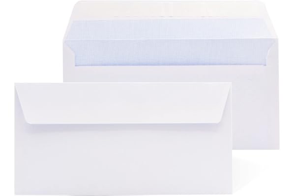 Enveloppes en papier blanc américaines, sans fenêtre auto-fermeture à bande en silicone pour un collage facile. Convient pour les documents de différentes tailles - Ofituria (50 sachets)