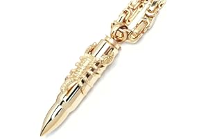 Schmuck-Checker Edelstahl Anhänger Patrone Adler Kreuz Skorpion Munition Bullet Gold + 60cm Königskette Halskette Bikerschmuck