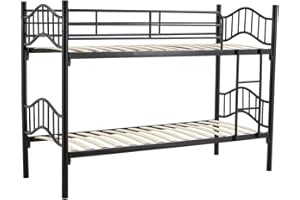 Arredo Stock Letto a castello in metallo con doghe in legno, 203x83x145.5 cm