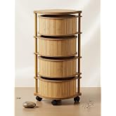 Bambu Ahşap 4 Katlı Sebzelik Doğal Mutfak D&uuml;zenleyici Patates Soğanlık Organizer (Meşe Renk Bambu)