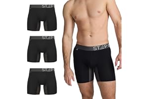 STEP ONE Mens Boxers Shorts Multipack, 3 Pairs, Anti Chafing Underwear for Men, Moisture-Wicking Boxer Shorts with 3D Pouch. Fabric Made from Organic Bamboo