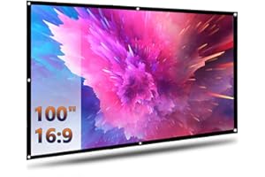 Lisowod 16:9 HD Faltbarer Beamer Leinwand 100 Zoll, Anti-Falten Doppelseitige Projector Screen, Tragbarer Projektor Leinwand für Zuhause, Schule, Treffen