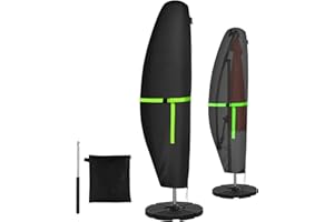 GEMITTO Sonnenschirm Schutzhülle mit Stab, Ampelschirm Schutzhülle Wasserdicht 280x30x81/46cm Outdoor Sonnenschirm Abdeckung für 2 bis 4m Schirme, 420D Wetterfest Sonnenschutz Winddicht Schirmhülle
