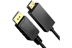 VMOJO DisplayPort auf HDMI Kabel, 1.8m Display Port (DP) auf HDMI Kabel High Speed inkl. Audio-Übertragung | Full HD 1080p | DP Stecker zu HDMI Stecker | Kompatibel mit PC/Desktop/Labtop