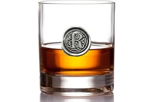 ENGLISH PEWTER COMPANY SHEFFIELD, ENGLAND English Pewter Company 11oz Whisky Glass Tumbler with Monogram Initial - Personalised Gift with Your Choice of Initial (R) [MON118]
