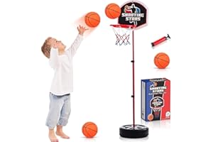 ATLASONIX Kleinkind Basketball Korb Ständer Verstellbare Höhe 0,8-1,2 m – Mini Indoor Basketballkorb Spielzeug mit Ball & Pumpe für Babys, Kinder, Jungen, Mädchen, Mini Basketball Spielzeug