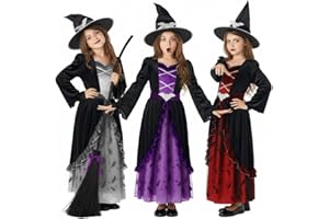 Morph Costume Strega Bambina, Vestito Halloween Bambine, Costume Streghetta Bambina, Abito Streghe Halloween e Carnevale
