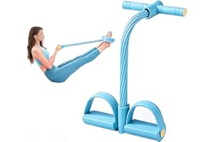 Ruayia 6-tube Multifunction Tension Rope,Pedal Resistance Bands with Handle,Abdominal Exercise Tension Rope,Sit Up Pull 