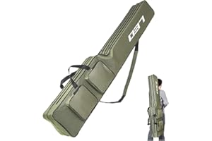 LEOFISHING Sac de rangement portable pour matériel de pêche de 130 cm, organiseur de canne à pêche, étui à outils, sac de transport à deux couches Oxford durable de grande capacité (vert)