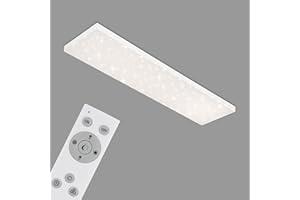 ‎BRILONER Briloner Leuchten - LED Panel, Deckenleuchte dimmbar, Deckenlampe mit Lichtkante, Sternendekor, inkl. Fernbedienung, Farbtemperatursteuerung, 38 Watt, 3.800 Lumen, Weiß, 1195x295x69mm (LxBxH)