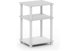 Furinno Tavolino con 3 ripiani, Bianco/Nero