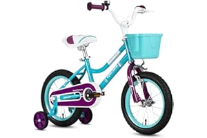 ‎HH HILAND HILAND 12/14/16 Zoll Kinderfahrrad Jungen Mädchen 2-7 Jahren Fahrrad mit Stützräder Korb Handbremse Niedliches Design Lila/Rosa