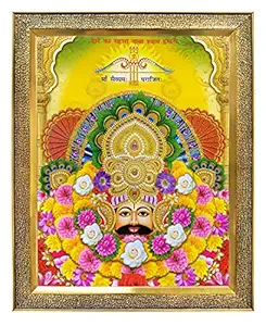 Koshtak khatu Shyam ji with Teen Baan Photo Frame with Unbreakable Glass for Wall Hanging/Gift/Temple/puja Room/Home Decor and Worship