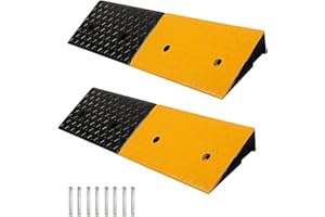 bimiti 2 Pack 4" Rise Rubber Kerb Ramps, 2pcs 10cm Height Heavy Duty Curb Rmaps 100x25x10cm Threshold Ramps with Screws, Non-Slip Ramps for Doorway Sidewalk Car Bike Motorcycle Scooter Wheelchair
