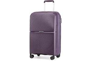 British Traveller Walizka kabinowa, bagaż podręczny, lekka walizka podręczna, twarda obudowa, mała walizka z 4 kółkami i zamkiem TSA, Fioletowy, Small 20"
