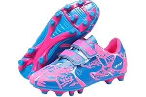 Mateju Chaussures de Football Enfant Crampons Garçon Homme Velcro Chaussure de Foot Spike Chaussures de Sport résistants à l'usure pour Extérieur Intérieur Athlétisme Entraînement Sports