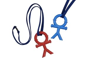 Sensory Direct Chewbuddy Stickman & Lanyard - Pack of 2, Sensory, Chew or Teething Aid | for Kids, Adults, Autism, ADHD, ASD, SPD, Oral Motor or Anxiety Needs | Blue & Red