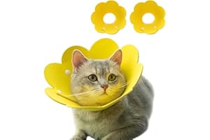 PUMYPOREITY 2 Pcs Conos de Recuperación para Mascotas, Collarines para Curar Heridas Gatos Collar de Recuperación Isabelino Perros Ajustable Recuperación de Cirugía Heridas para Gatos Perros Pequeño(Amarillo, M)