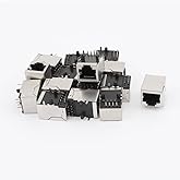 sourcing map 15 STK Geschirmte RJ45 8P8C Kunststoff Netzwerk Modular Stecker Buchse für Leiterplatte de