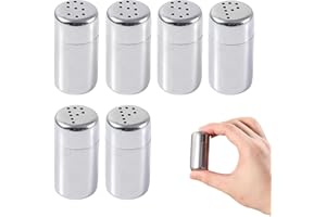 ERIOSCAR 6 Stück Mini Salzstreuer, Salz und Pfefferstreuer Klein, mini Salz und Pfefferstreuer 5ml Gewürzstreuer Edelstahl Salzstreuer für Outdoor-Grill, Camping zu Hause Arbeit Restaurant(Silber)
