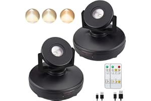 MIOBLUE Wireless LED Spotlight 2 Pack, Rechargeable Uplights Battery Powered Picture Lights with Remote, Stick Spot Lights Puck Light with Timer Dimmable for Wall Display Dartboard Painting Accent Closet