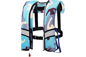 LIXQQS Auto Inflatable Life Jacket: 150N Lightweight Buoyancy Aid with Whistle for Kayaking Swimming Boating Adults Kids Safety Vest