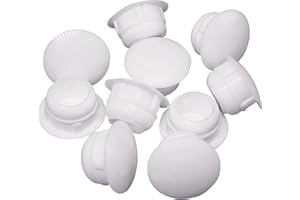 SKIR'CO 10 tapones de plástico blanco de 10 mm, tapones para agujeros de taladro, tapones para agujeros de muebles, tapones para agujeros de tornillo