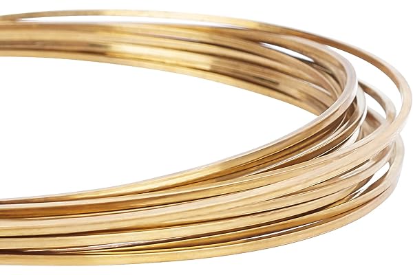 BENECREAT Fil de cuivre carré de 5 m 1,5 mm d'épaisseur Fil de Laiton doré à moitié Dur pour Le Travail d'artisanat de Perles de Bijoux