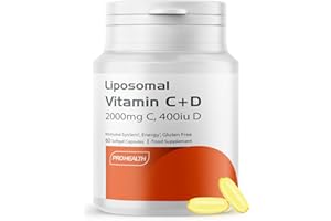 ProHealth Liposomal Vitamin C 2000mg + Vitamin D3 400IU - High Absorption Softgels | Immune Support, Antioxidant, Collagen & Bone Health | Non-GMO, Gluten-Free, Made in UK, 30-Day Supply