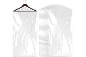 MOZEAT LENS Confezione da 12 coperture in plastica per vestiti, 60 x 150 cm, antipolvere, da appendere, trasparenti, sacchetti per lavaggio a secco, per giacche, camicie, maglioni, vestiti, cappotti