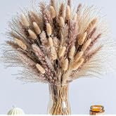 sulanmo 95 Pcs Herbe de Pampas Séchées Brun Beige, Ensemble de Décoration de Pampa Séchée et Fleurs Séchées de Queues de Lapi