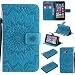 Produktbild Lumia 640 hülle,Nokia Lumia 640 Handyhülle,Microsoft Lumia 640 Nokia N640 Leder Wallet Tasche Brieftasche Schutzhülle ,Lonchee Sonnenblumen geprägten Muster Design Hochwertige PU Leder Folio Tasche Case Hülle im Bookstyle mit Standfunktion Kredit Kartenfächer (blau)