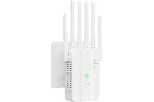 Repeteur WiFi Puissant, Amplificateur WiFi, Répéteur WiFi avec 6 Antennes, 2 Ports LAN, Modes (Répéteur, Routeur, AP), Couverture jusqu'à 3000 pi², pour la Maison et Le Bureau, Installation Facile
