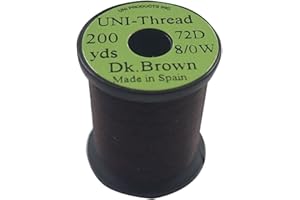 TIEMCO UNI 1 x Fil de Montage - Marron Fonce - 200 Yards (182m) - Taille au Choix