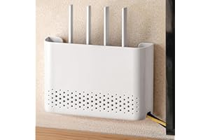 PUIOTEAI Router Box, Router Verstecken, WiFi Router Aufbewahrungsbox Regal Wand WLAN Wandbehänge TV Kabel Verstecken Box WiFi-Rack Wanddekoration Dekorative Box für Router Kabel Organizer Box Weiß(Size:30x6x22