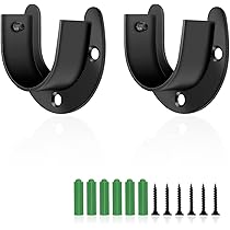2 stuks kleerhanger houder, DEANKEJI 28 mm staafhouder, gordijnroede houder, voor kleerhangers, gordijnroeden, wasdrogerstangen, badkamer gordijnhouders (Zwart