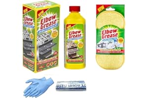 CAMLEIGH HOME STORES Elbow Grease Oven Cleaner for Home Ovens and BBQs, Cleaning Bundle includes a 500 ML Bottle, Bags, Gloves & an Elbow Grease Scrubbing Pad. Oven Cleaning Kit, ideal Oven Cleaner for Fan Assisted Ovens