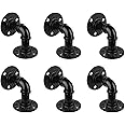 1/2" Pipe Shelf Bracket，Wall Mounted Floating Shelf Bracket, Steam Punk Decor Hanging Wall Metal Bracket, Heavy Duty Decorative Rustic Shelving Bracket, Set of 6(3.3X3.3)