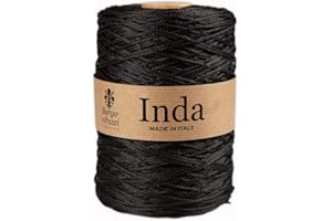 BORGO DE' PAZZI FIRENZE Cordino per Borse a Uncinetto, 2mm in Polipropilene (Nero 5), Filati per Uncinetto e Ferri, Made in Italy, BORGO DE’ PAZZI FIRENZE