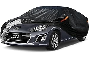 GUNHYI 7 Couches Housse de Voiture Exterieur Respirante et Étanche pour l'hiver, Bâche Voiture Protection Anti-UV Contre la Neige, la Poussière, Universelle pour Berline (Jusqu'à 450 cm) 3M