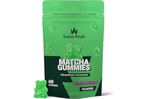Swiss Peak Matcha Gummies, Organic Japanese Matcha from Uji, Kyoto, Clean Energy, Focus, and Antioxidant Cranberry Extract, Vegan Mixed Berry, 60 Gummies, Ceremonial, UK Made, Gelatin-Free