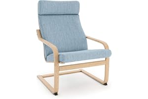 Vinylla Armchair Replacement Cover Made for Ikea Poang Chair (Cushion Design 3, Polyester - Light Cyan)