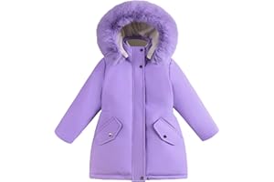 BFYSFBAIG Girls Hooded Winter Coat Sherpa Lined Waterproof Parka Jacket with Pockets Fleece Insulated Outdoor Warm Parka Coat 4-14 Years