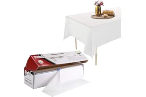 Puricon Tovaglie di Plastica USA e Getta, 1.37M x 33M Resistente Rotolo Tovaglie di Plastica con Taglierina Automatica per Compleanni, Matrimoni, Gastronomia, Ricevimenti o Pulizie -Bianco