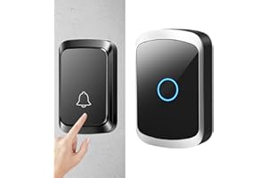 HAZARA Campanello senza fili, campanello per ingresso porta a 5 livelli di volume, 60 suonerie Campanello senza fili alimentato a batteria, Campanello senza fili alimentato a batteria per la sicurezza