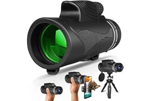 UNIQUEFIRE Télescope Monoculaire pour Adultes 12x42 HD Téléscope Monoculaire Puissant étanche avec Trépied et Support pour Téléphone Objectif FMC et BAK4 Prisme pour Wildlife Bird Watching Voyage Chasse